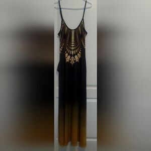 Like-New Ombre Geometric Patterned Maxi Dress - Size S” with pockets